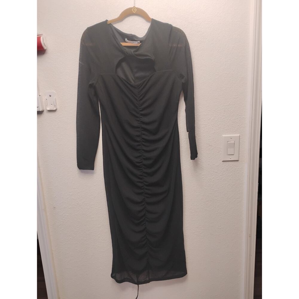 Abercrombie & Fitch bodycon midi dress Chest cutout Size LP Long Sleeve Mesh